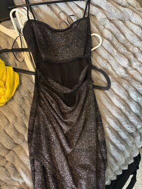 Jessica Black Glitter Dress with Sparkle Finish